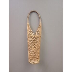 Vintage Rattan Wall Wine Holder, Boho Hanging Basket Woven Bottle Holder Wall